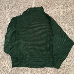 Dark Green Ribbed Turtleneck Sweater